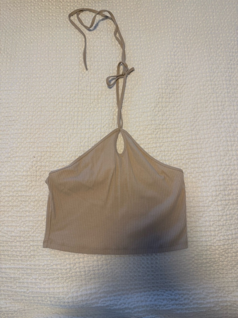 NWT Ribbed Halter Crop Top in Beige